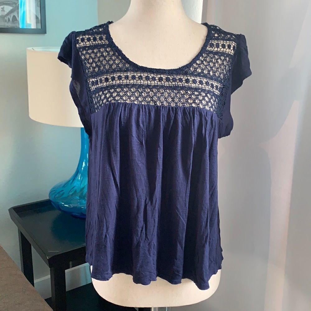 Sweet Wonderer crochet lace top blouse sz L